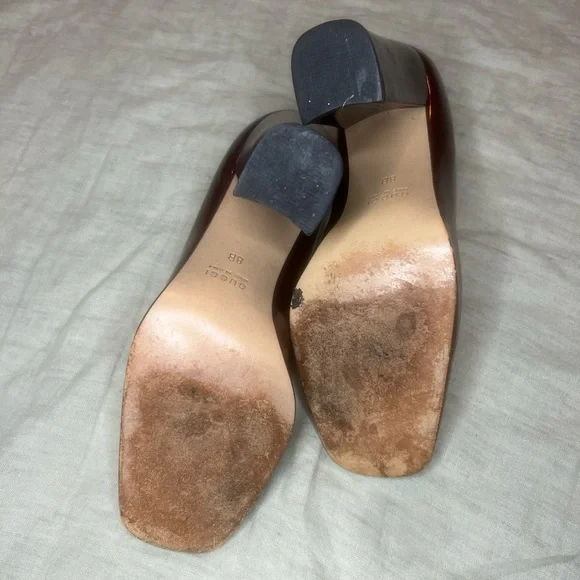 Gucci Red Patent Leather Block Heel Pumps - Picture 3 of 5